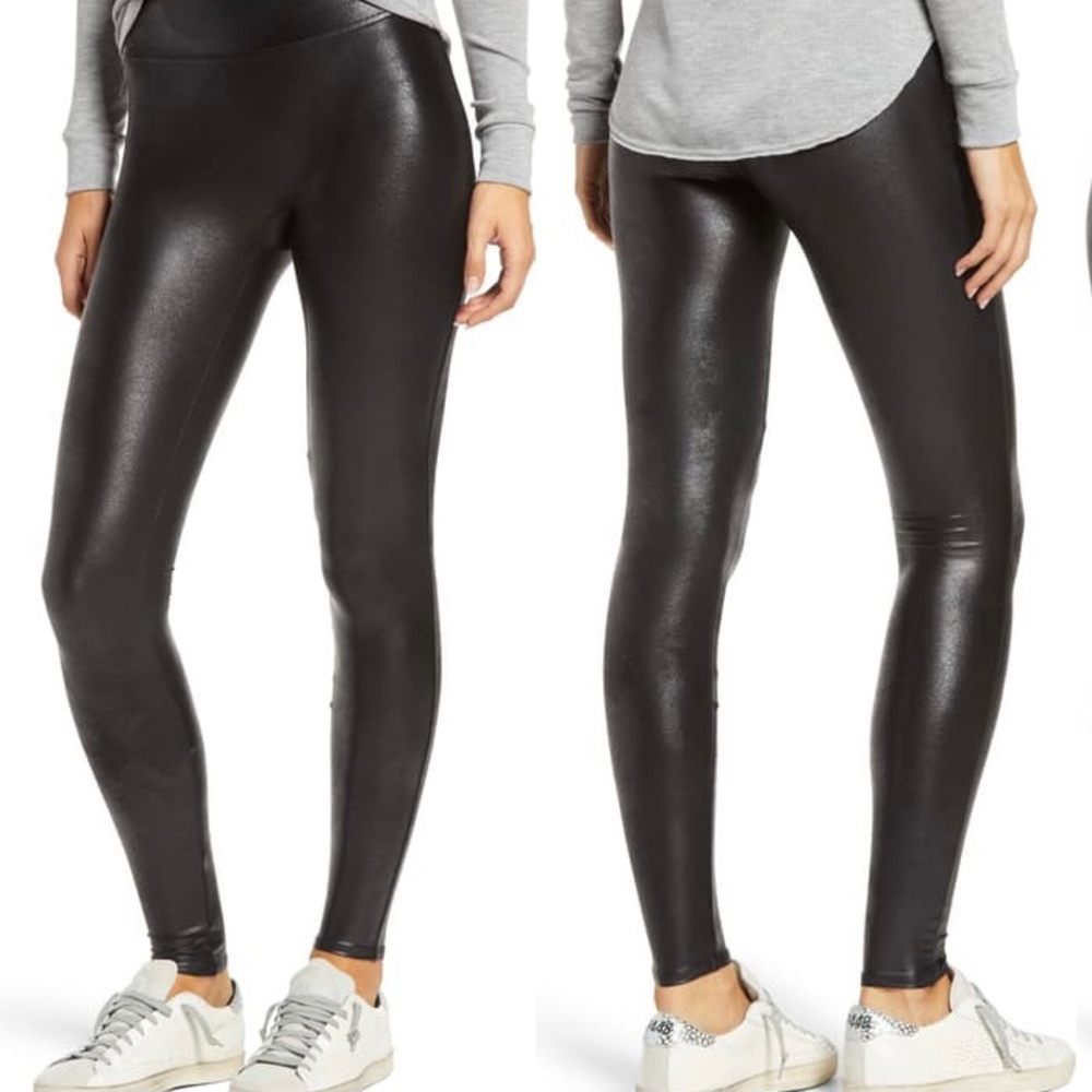 EUC Spanx Faux Leather Leggings Size M